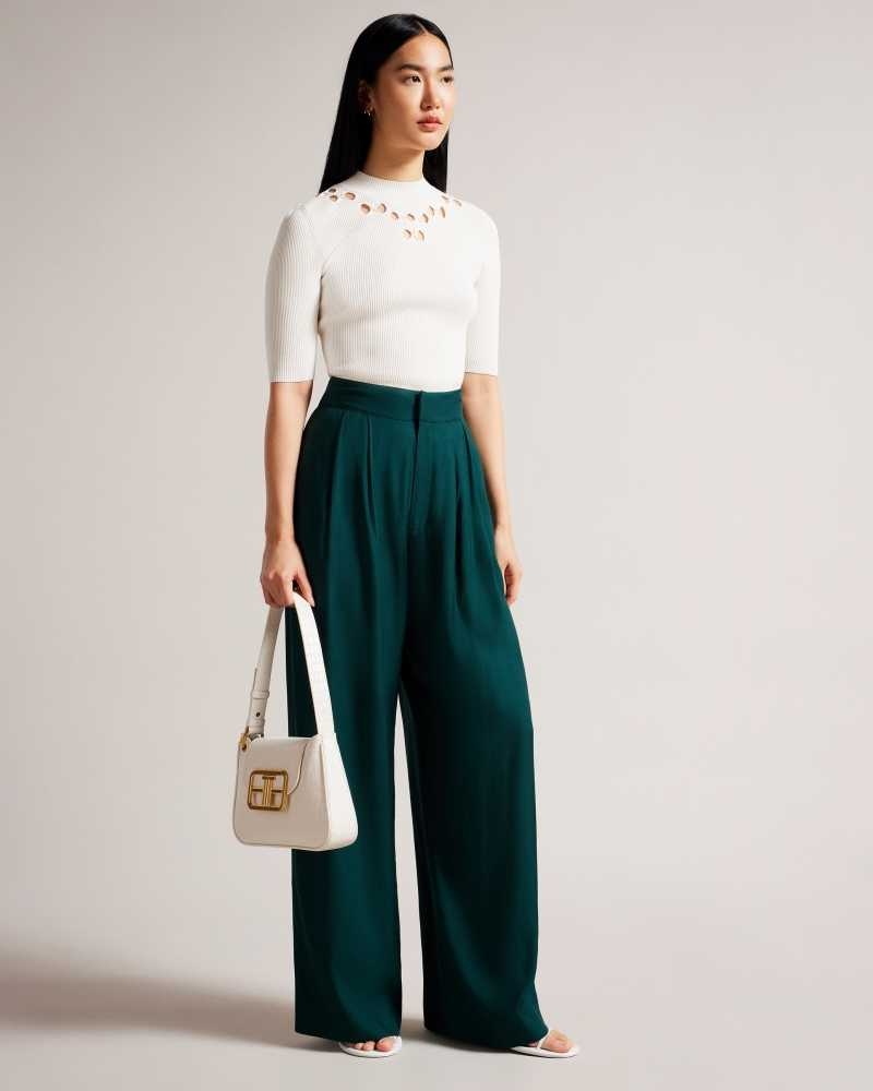 Dark Green Ted Baker Krissi Wide Leg Trousers | ZA0001537