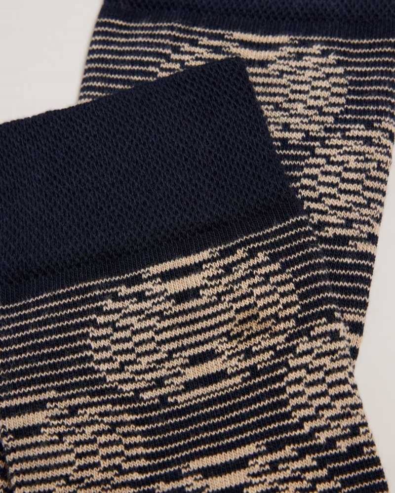 Dark Navy Ted Baker Circsok Circular Geometric Socks | ZA0002051