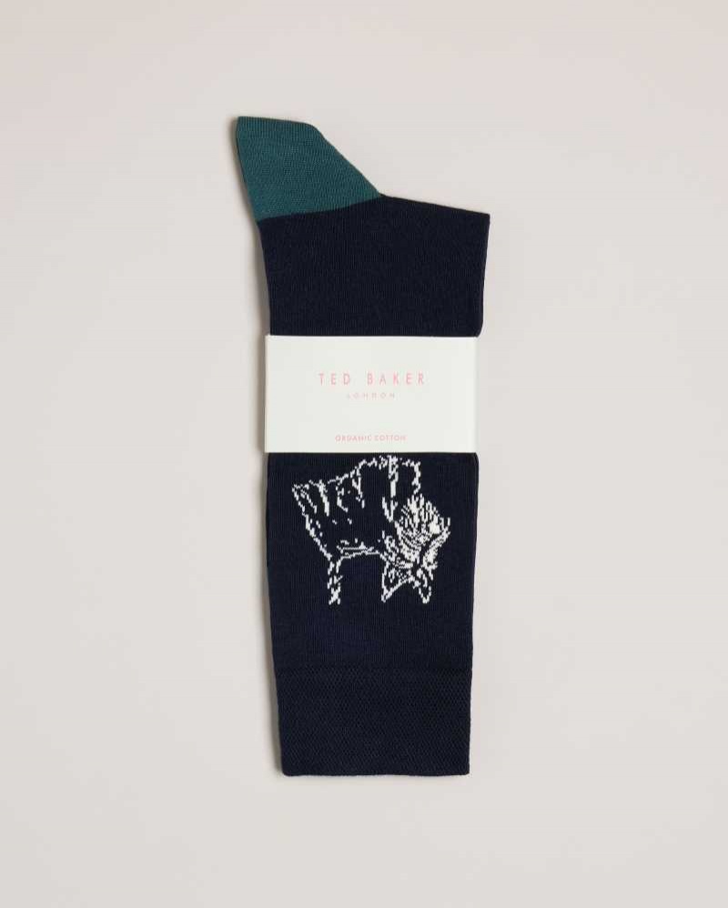 Dark Navy Ted Baker Dogsock Scottie Dog Print Socks | ZA0002074