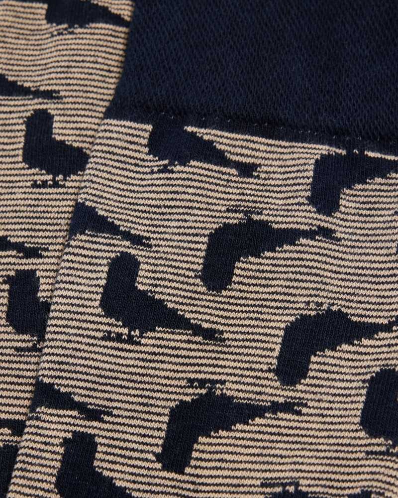 Dark Navy Ted Baker Pidgsok Pigeon Print Socks | ZA0002081