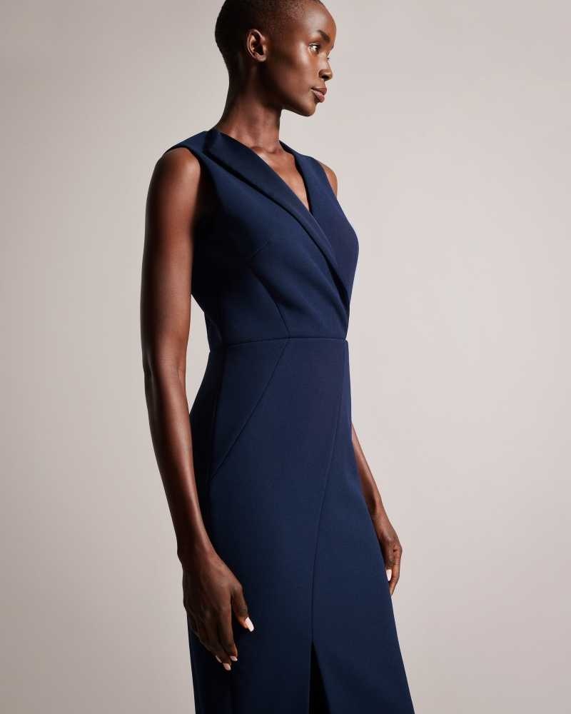 Dark Navy Ted Baker Tilolah Seam Detail Bodycon Dress | ZA0000173