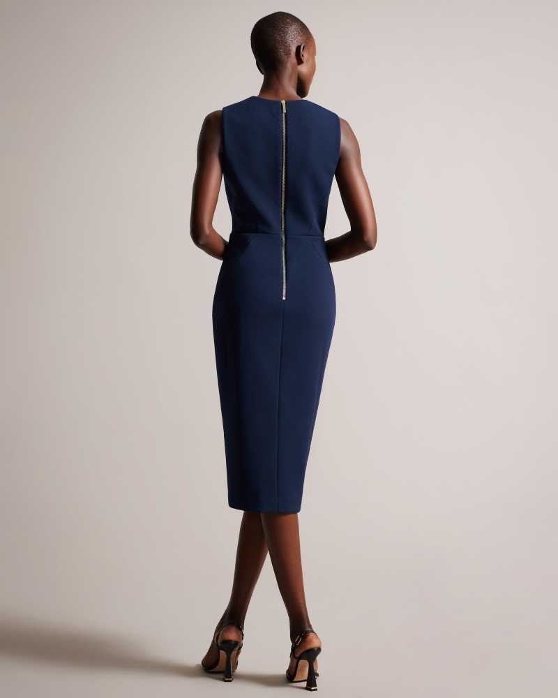 Dark Navy Ted Baker Tilolah Seam Detail Bodycon Dress | ZA0000173