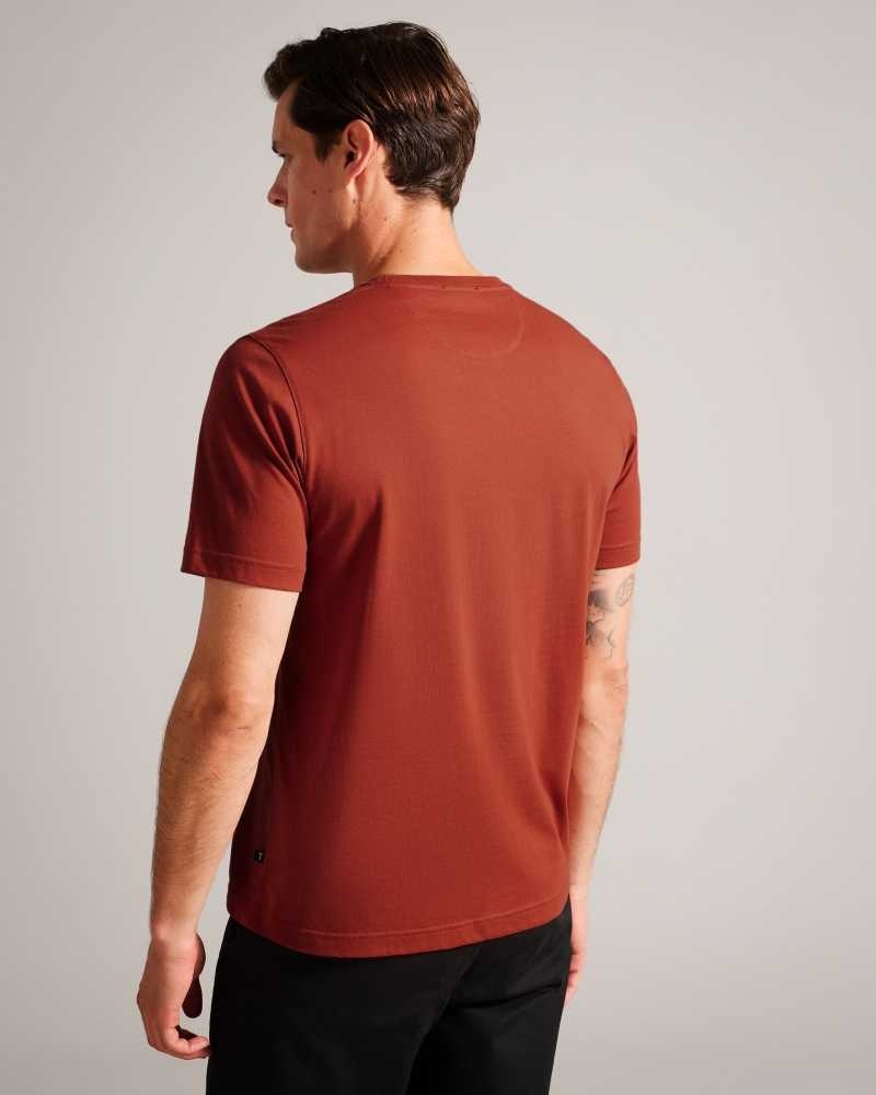 Dark Orange Ted Baker Tywinn Short Sleeve Regular Fit Plain T-shirt | ZA0001252