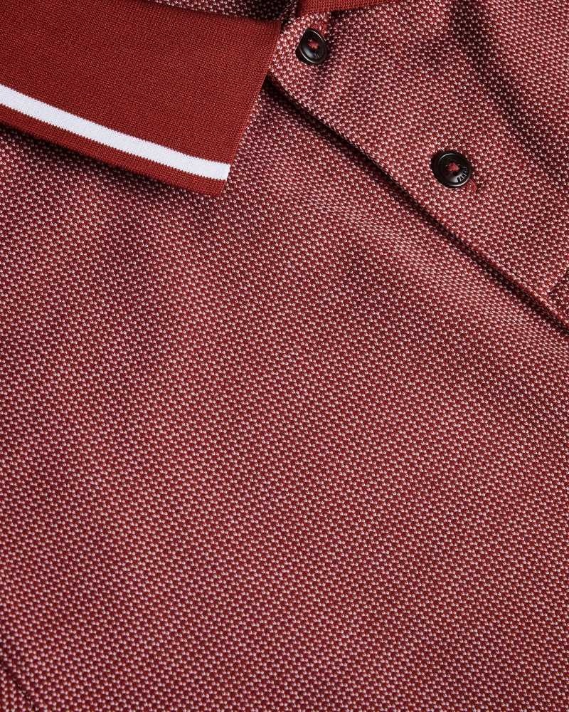 Dark Red Ted Baker Arts Mini Jacquard Stitch Polo Shirt | ZA0000925