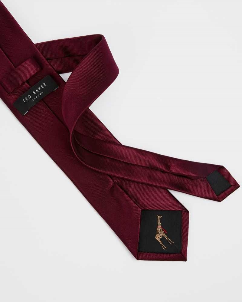 Dark Red Ted Baker Blula Twill Silk Tie | ZA0001120