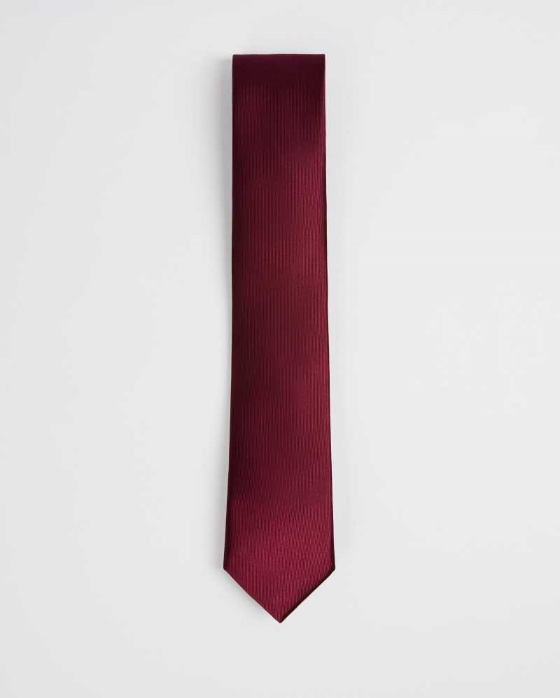 Dark Red Ted Baker Blula Twill Silk Tie | ZA0001120