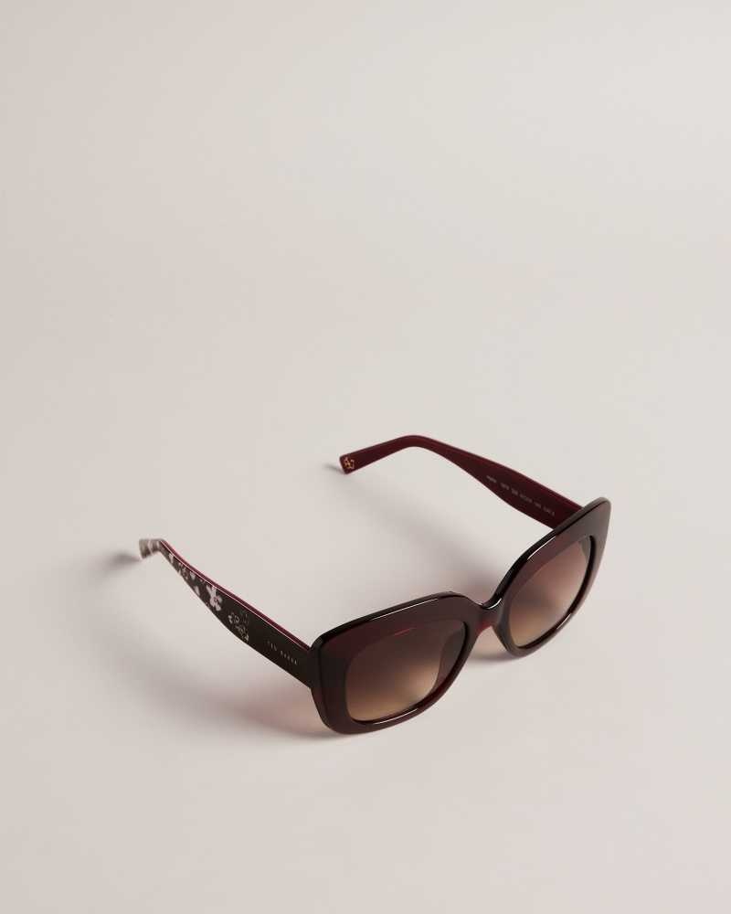 Dark Red Ted Baker Hatties Oversized Chunky Square Sunglasses | ZA0002116