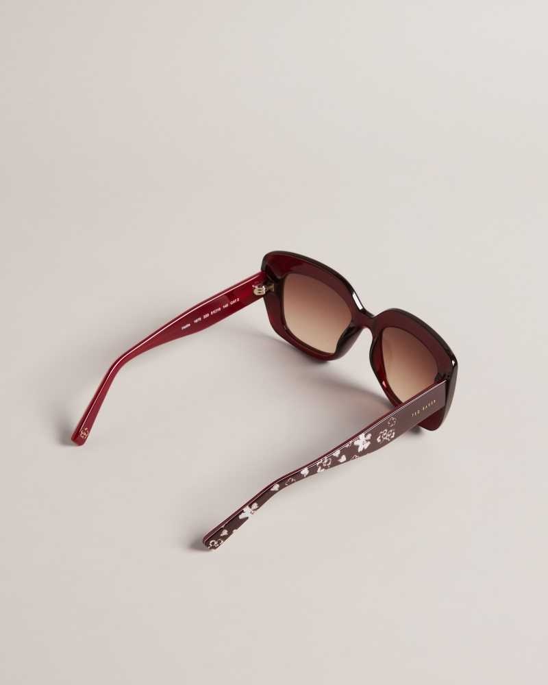 Dark Red Ted Baker Hatties Oversized Chunky Square Sunglasses | ZA0002116