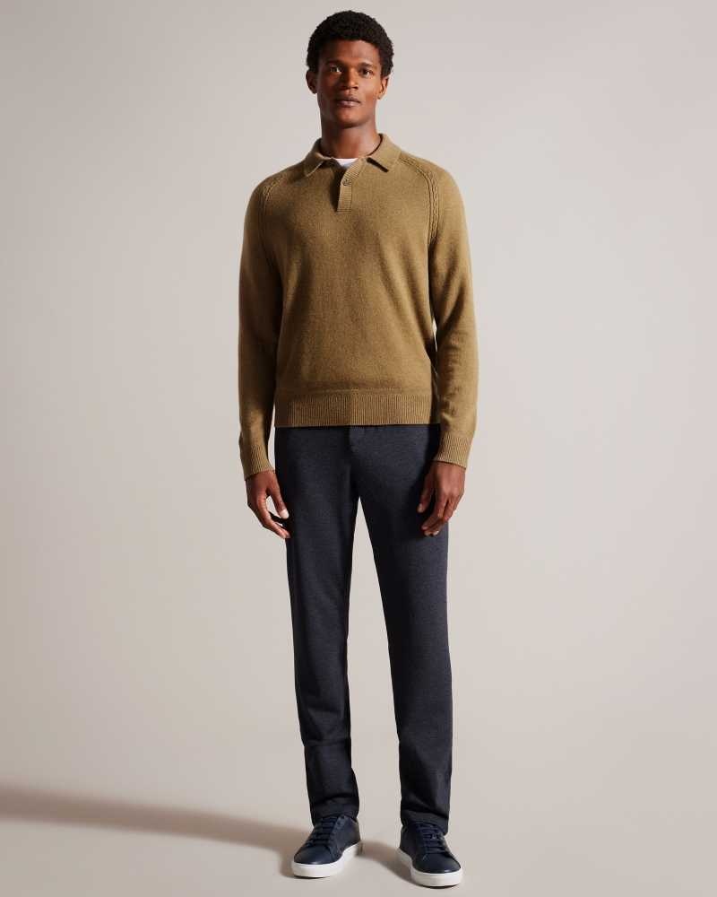 Dark Tan Ted Baker Karolt Cashmere Polo Neck Jumper | ZA0000696