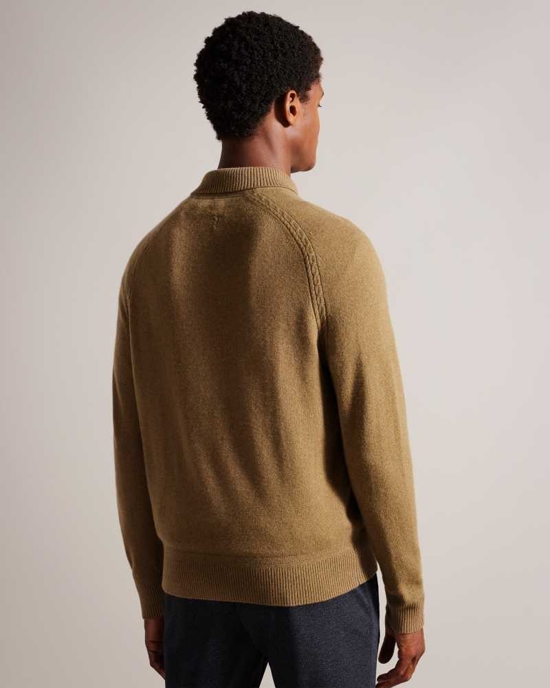 Dark Tan Ted Baker Karolt Cashmere Polo Neck Jumper | ZA0000696