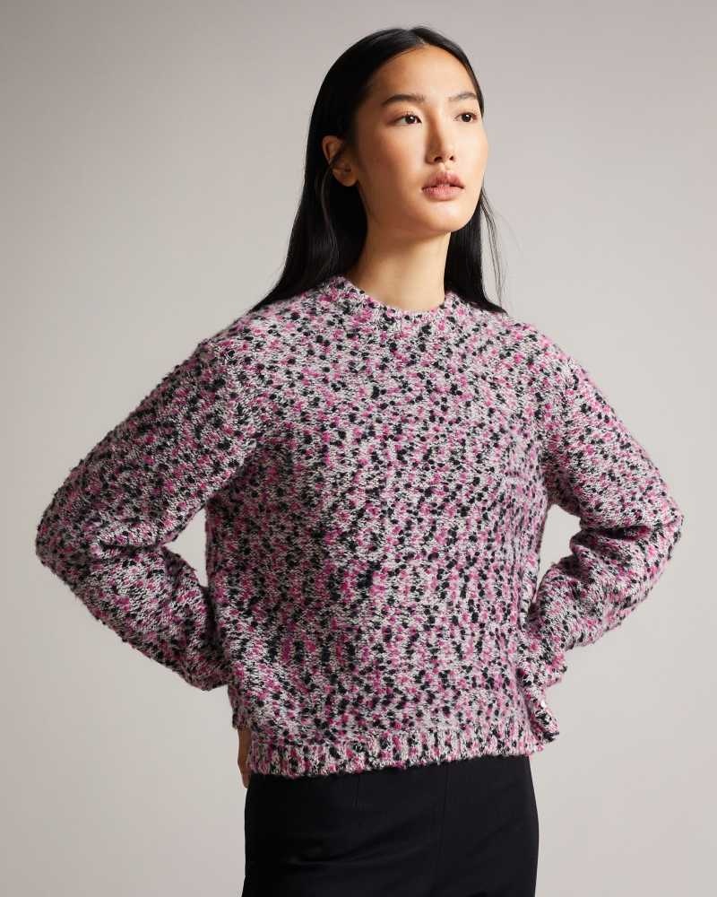 Deep Pink Ted Baker Bbetsy Engineered Cropped Jumper | ZA0000731