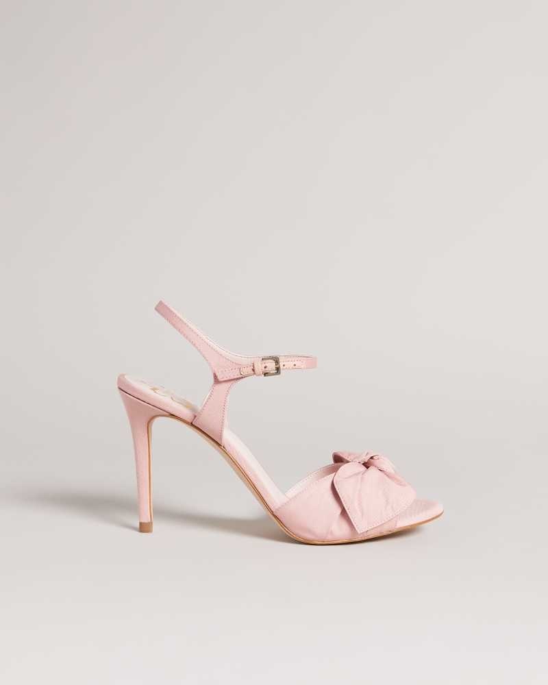 Dusky Pink Ted Baker Heevia Moire Satin Bow Heeled Sandals | ZA0001676