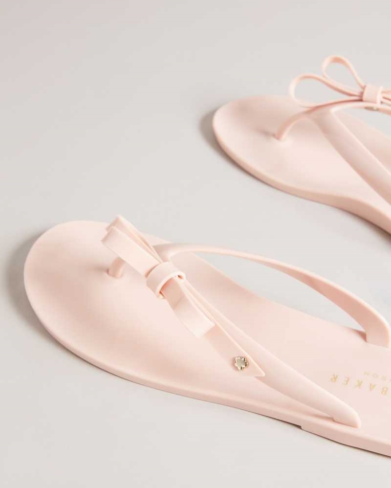 Dusky Pink Ted Baker Jassey Bow Flip Flops | ZA0001615