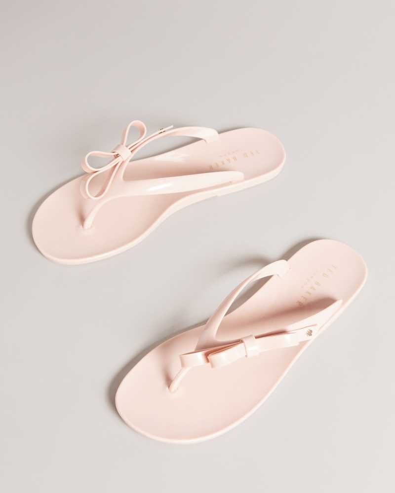 Dusky Pink Ted Baker Jassey Bow Flip Flops | ZA0001615