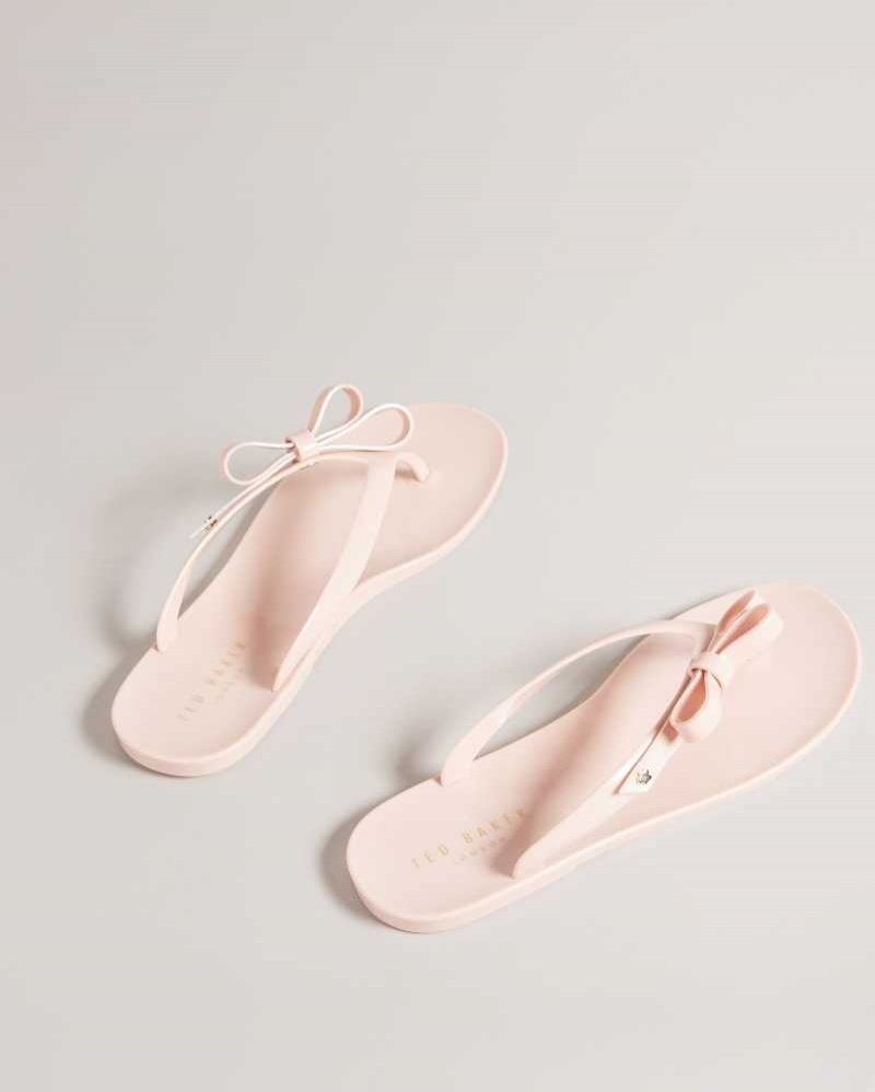 Dusky Pink Ted Baker Jassey Bow Flip Flops | ZA0001615