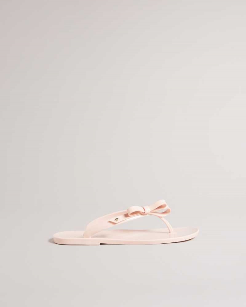 Dusky Pink Ted Baker Jassey Bow Flip Flops | ZA0001615