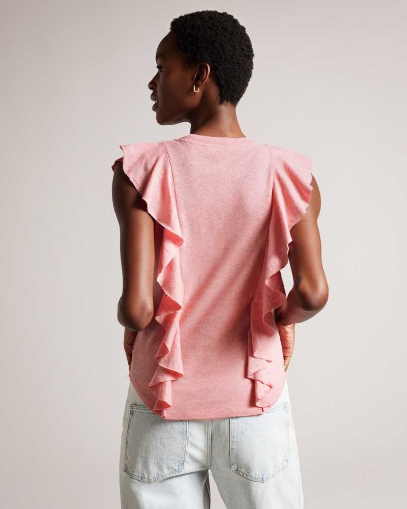 Dusky Pink Ted Baker Kathley Frill Vest Top | ZA0001372