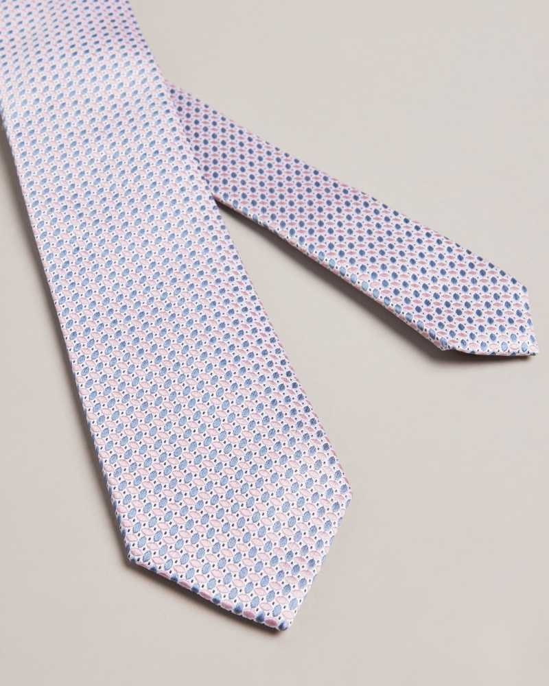 Dusky Pink Ted Baker Laertes Silk Lattice Tie | ZA0002154