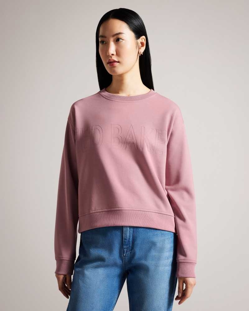 Dusky Pink Ted Baker Lorito Logo Sweatshirt | ZA0001426