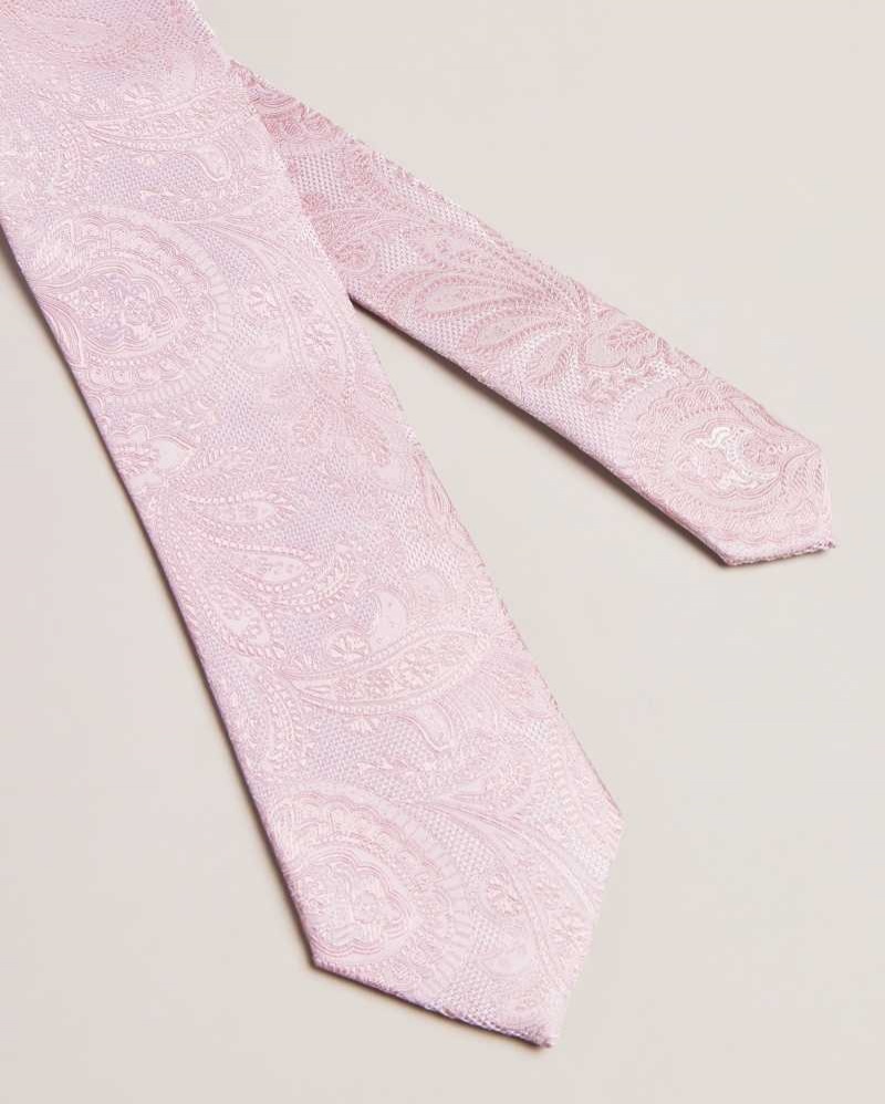 Dusky Pink Ted Baker Meews Paisley Silk Tie | ZA0002161