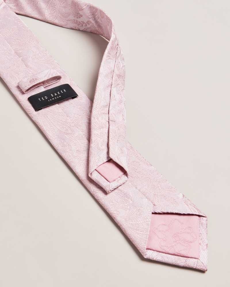 Dusky Pink Ted Baker Meews Paisley Silk Tie | ZA0002161