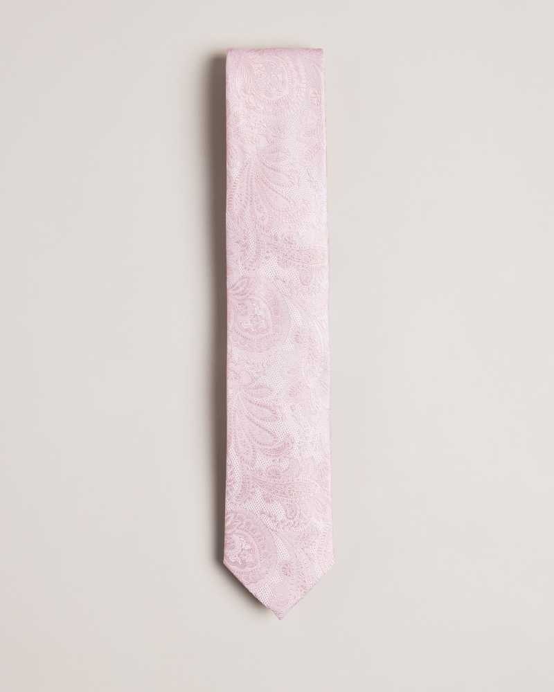 Dusky Pink Ted Baker Meews Paisley Silk Tie | ZA0002161