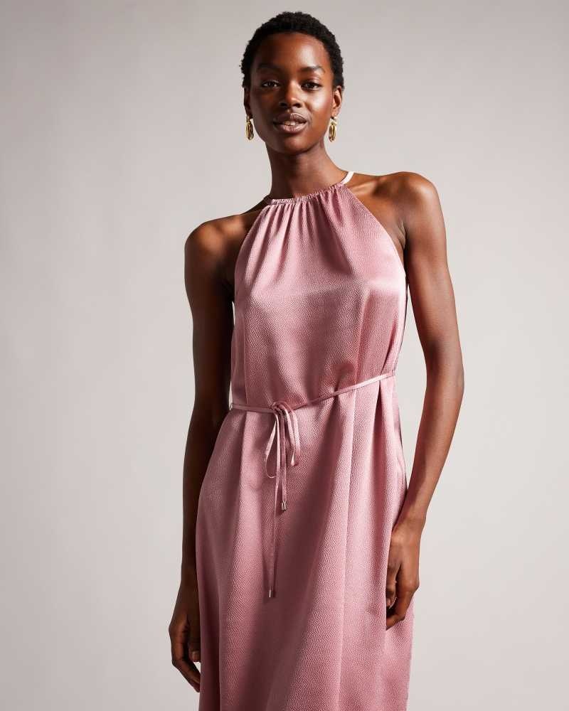 Dusky Pink Ted Baker Roxieyy Halterneck Midaxi Dress | ZA0000129