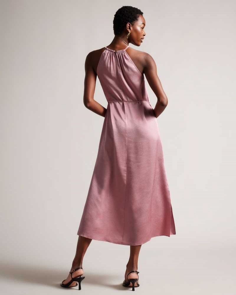 Dusky Pink Ted Baker Roxieyy Halterneck Midaxi Dress | ZA0000129