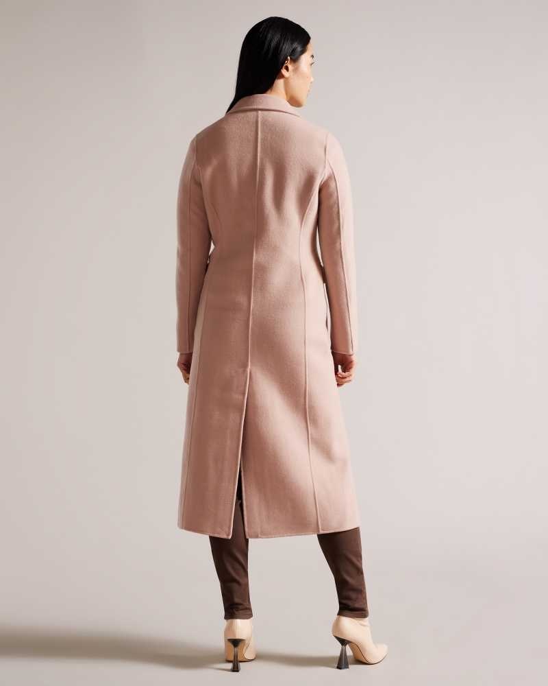 Dusky Pink Ted Baker Serinn Wool Blend Longline Coat | ZA0000595