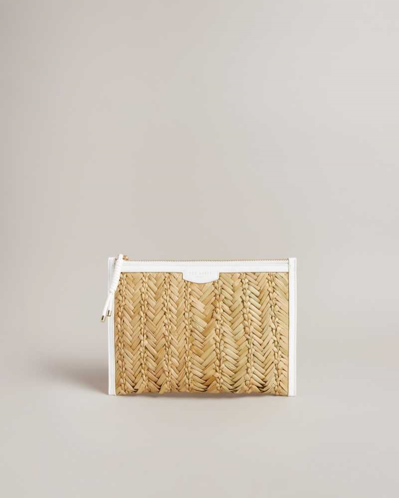 Ecru Ted Baker Ivelin Basket Weave Clutch | ZA0000301