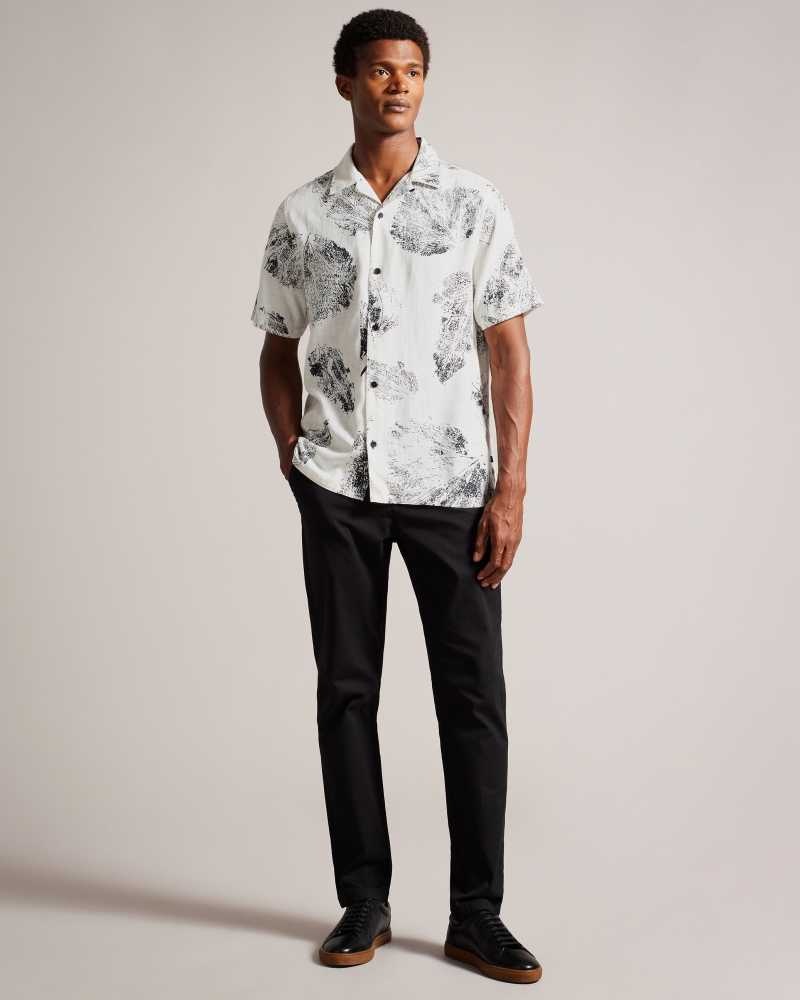 Ecru Ted Baker Rialto Photographic Leaf Print Shirt | ZA0000982