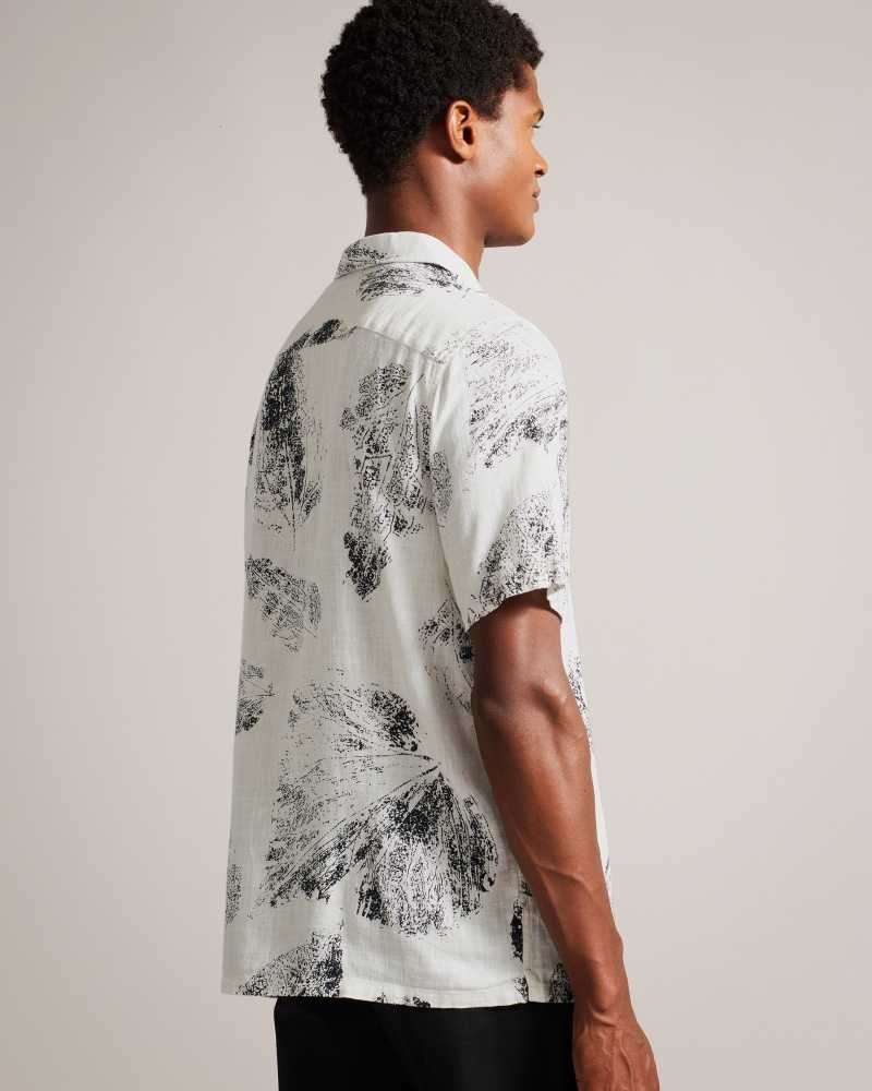 Ecru Ted Baker Rialto Photographic Leaf Print Shirt | ZA0000982