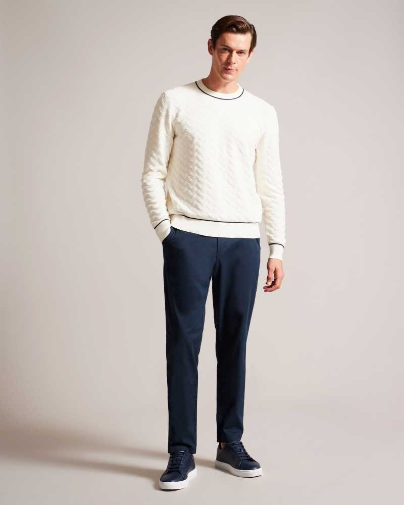 Ecru Ted Baker Sepal Long Sleeve Chevron Knit Jumper | ZA0000755