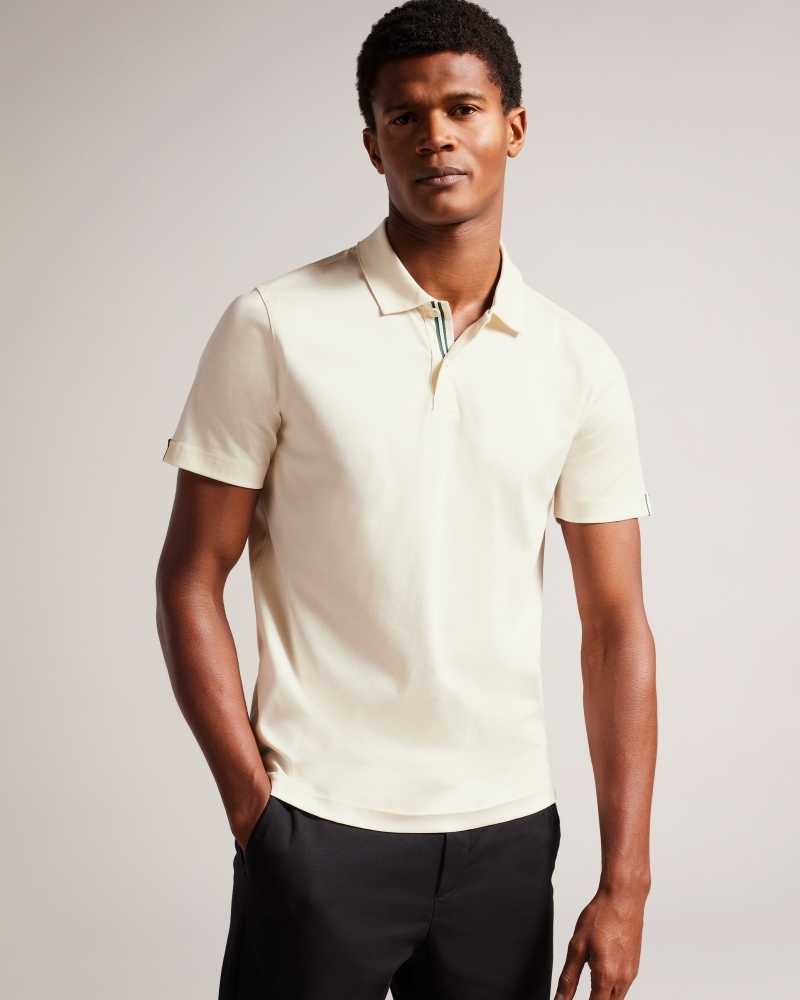 Ecru Ted Baker Zeiter Short Sleeve Slim Fit Polo Shirt | ZA0000889