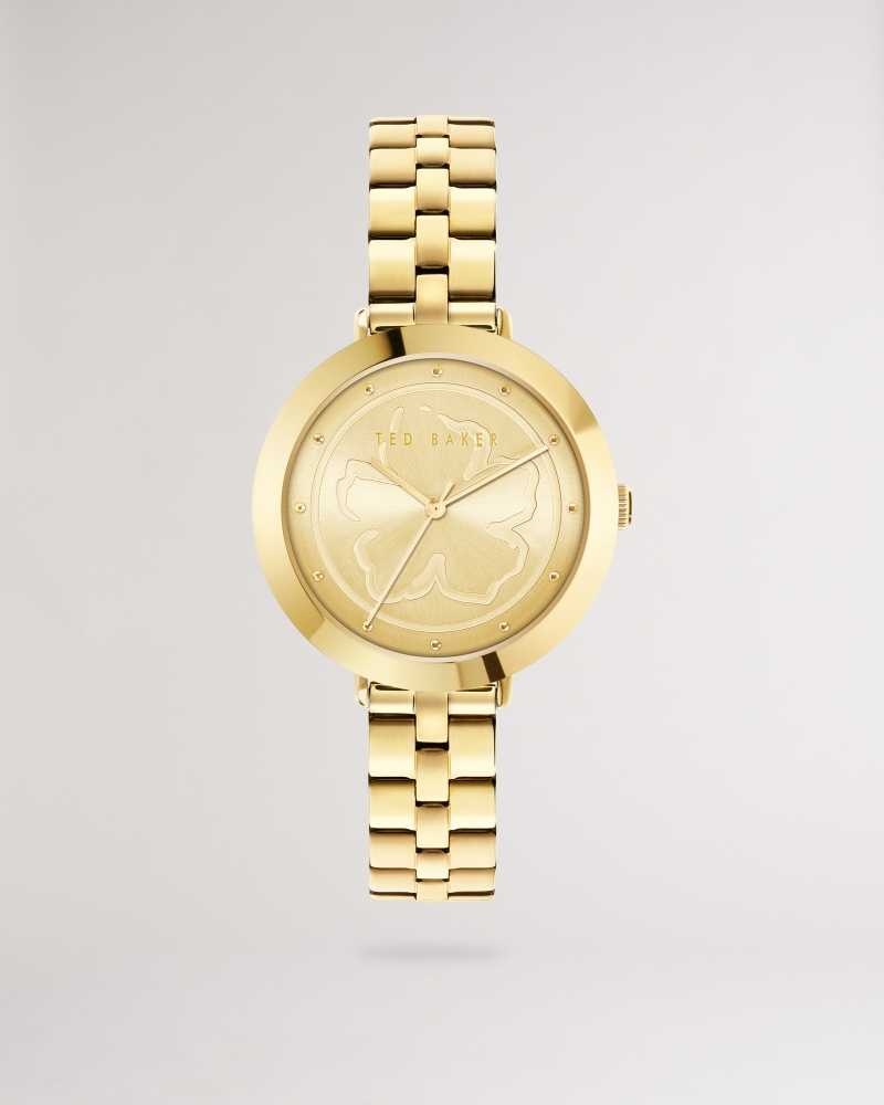 Gold Colour Ted Baker Ammiee Magnolia Dial Bracelet Watch | ZA0002172