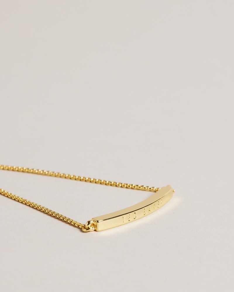 Gold Colour Ted Baker Breenar Logo Bar Drawstring Bracelet | ZA0001879