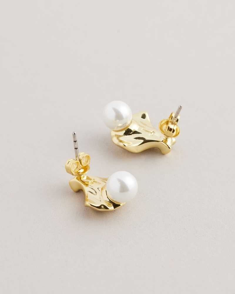 Gold Colour Ted Baker Callien Clam Shell Stud Earrings | ZA0001952