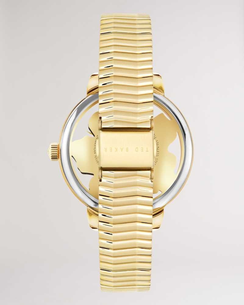 Gold Colour Ted Baker Lillli Magnolia Dial Bracelet Watch | ZA0002199