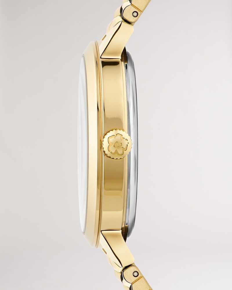 Gold Colour Ted Baker Lillli Magnolia Dial Bracelet Watch | ZA0002199