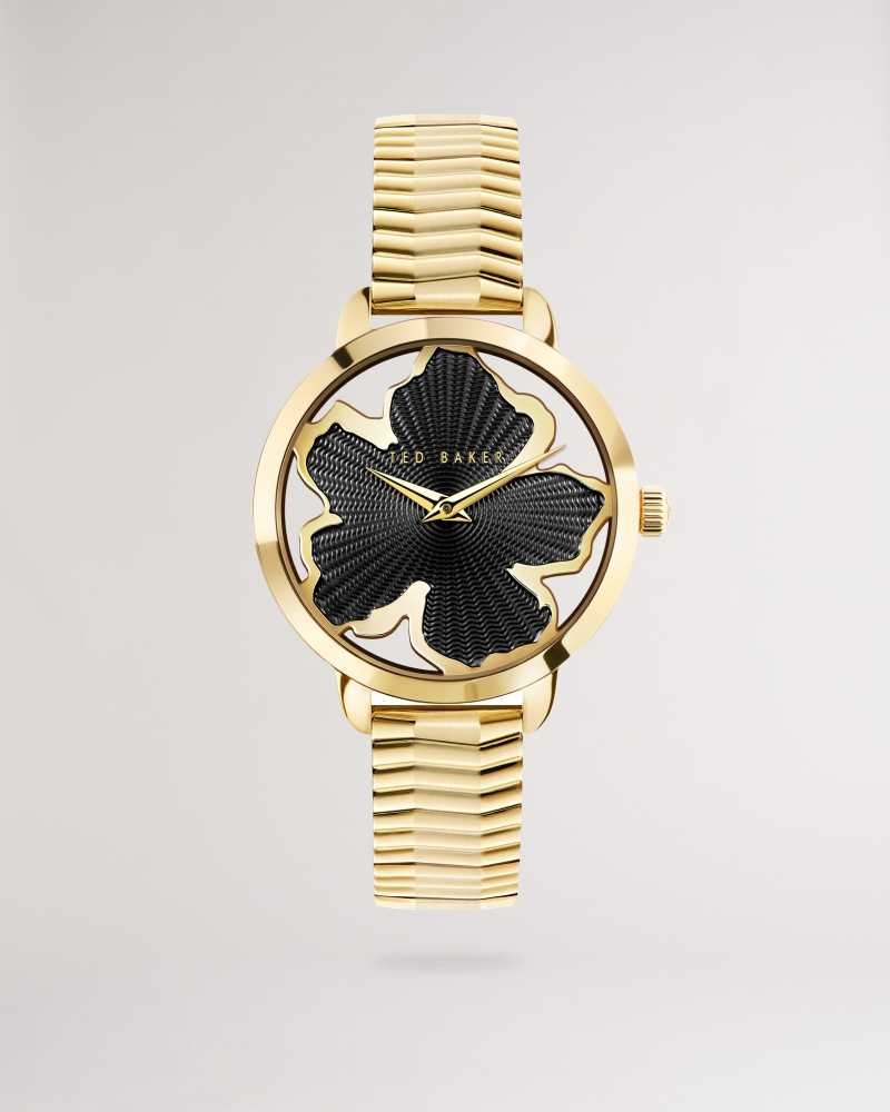 Gold Colour Ted Baker Lillli Magnolia Dial Bracelet Watch | ZA0002199