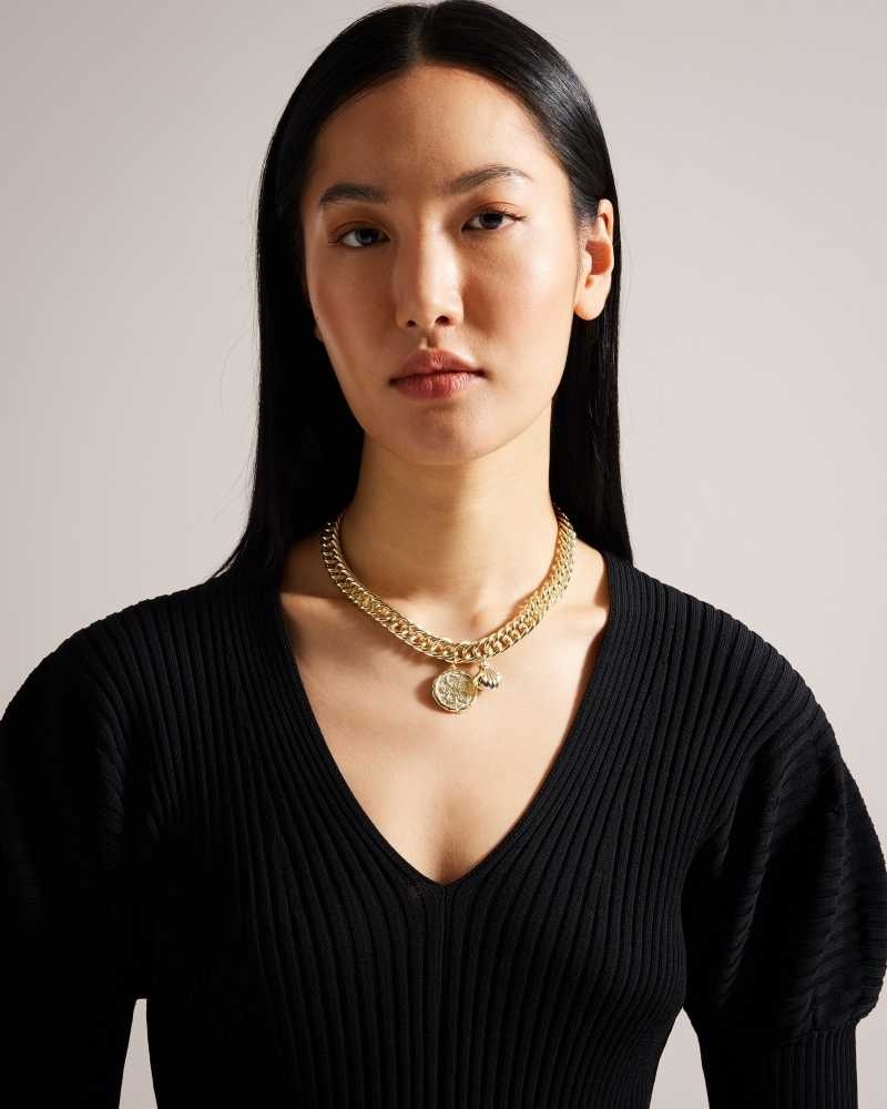 Gold Colour Ted Baker Parsah Statement Chain Necklace | ZA0001984