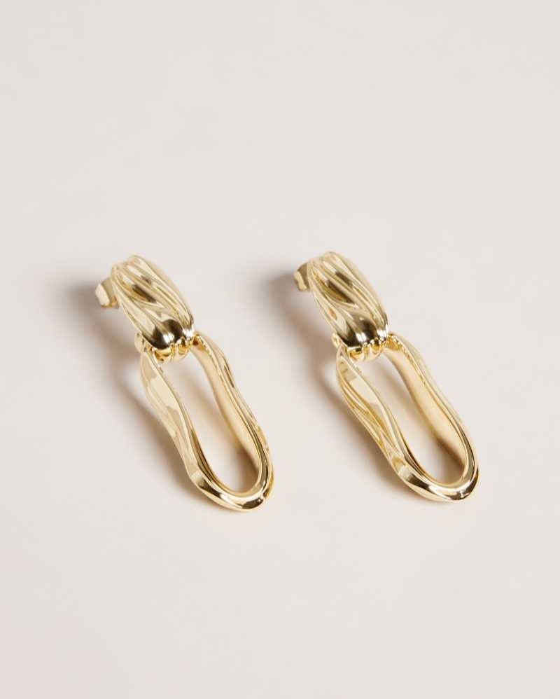 Gold Colour Ted Baker Rendali Ripple Chain Drop Earrings | ZA0001975