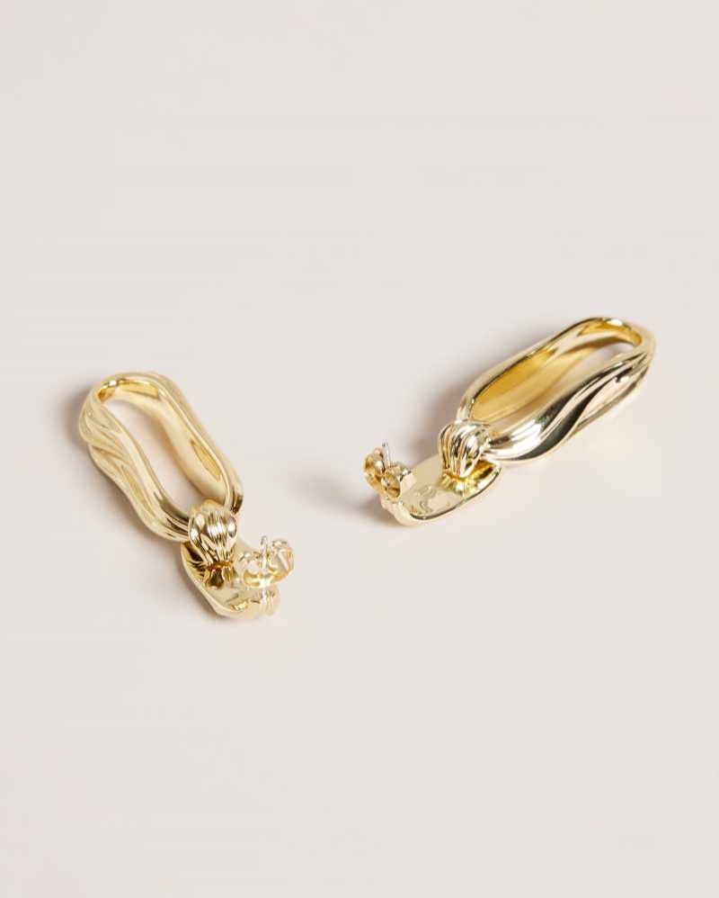 Gold Colour Ted Baker Rendali Ripple Chain Drop Earrings | ZA0001975