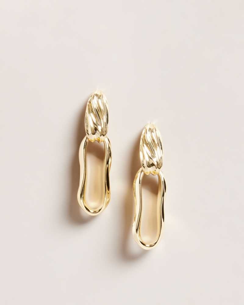 Gold Colour Ted Baker Rendali Ripple Chain Drop Earrings | ZA0001975