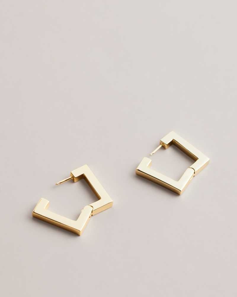 Gold Colour Ted Baker Saadiey Large Square Hinge Earrings | ZA0001926