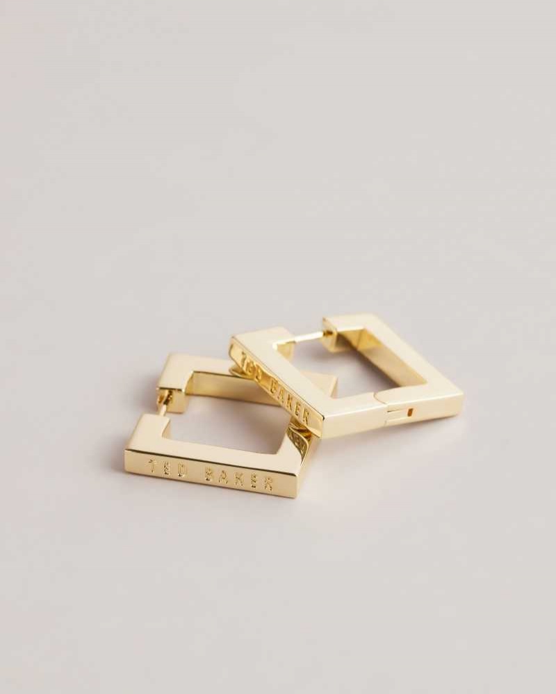 Gold Colour Ted Baker Saadiey Large Square Hinge Earrings | ZA0001926