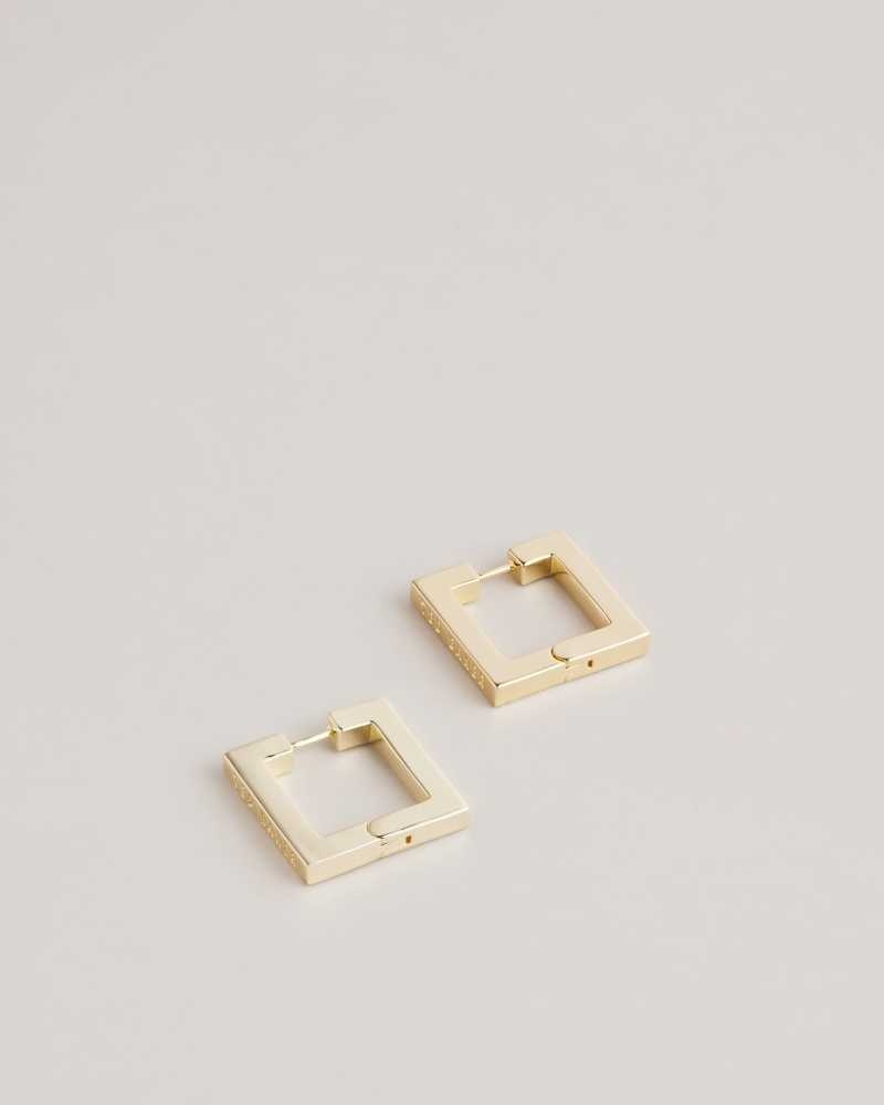 Gold Colour Ted Baker Saadiey Large Square Hinge Earrings | ZA0001926