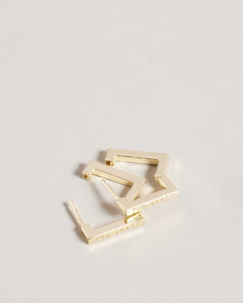 Gold Colour Ted Baker Senrii Small Square Hinge Earrings | ZA0001960