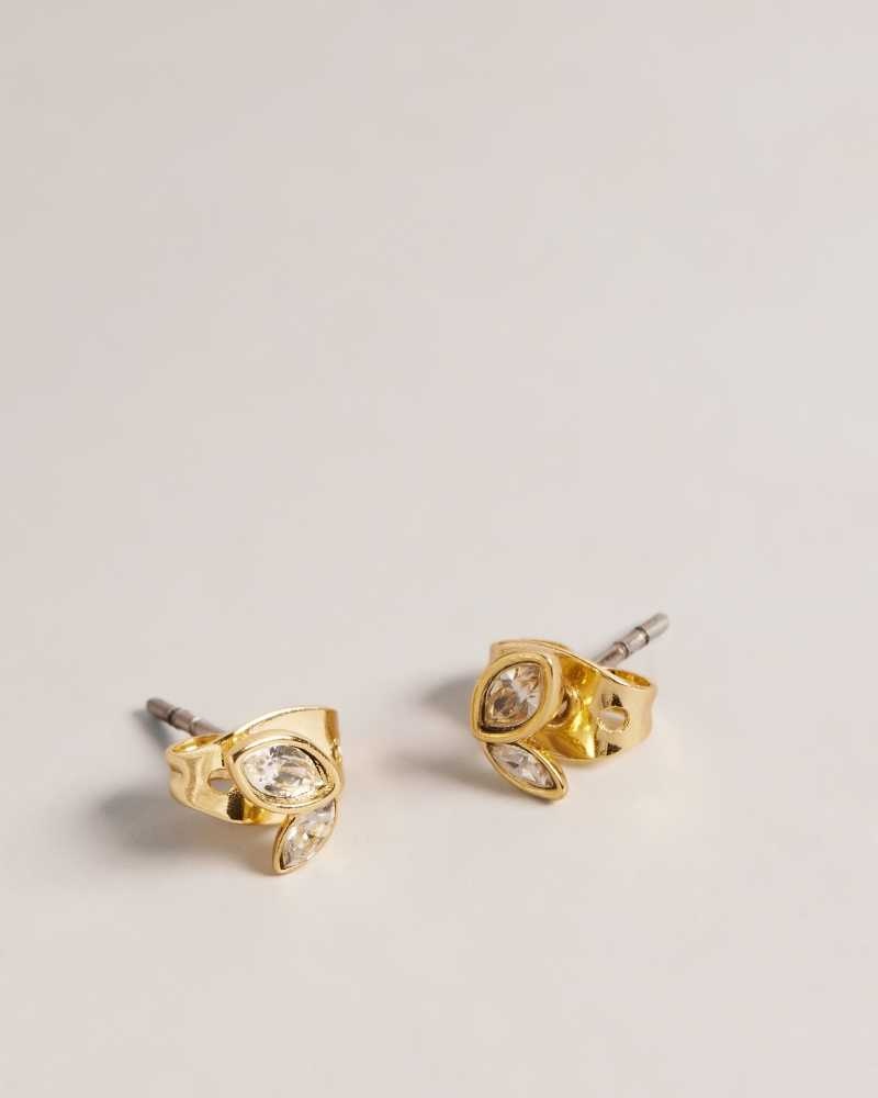 Gold Colour Ted Baker Sereno Butterfly Crystal Nano Stud Earrings | ZA0001977