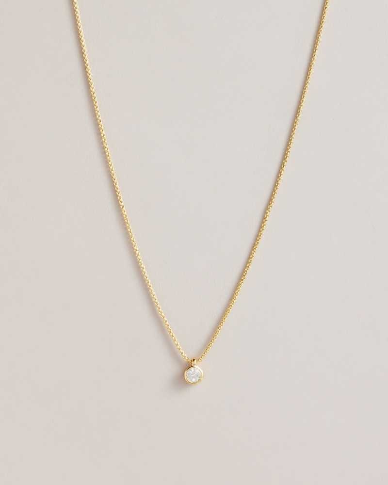 Gold Colour Ted Baker Sininaa Crystal Pendant Necklace | ZA0002001